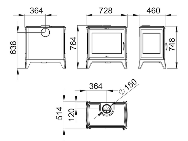 Houtkachel bronpi, derby 14 - gietijzer - zijlade - afbeelding 4 van  8