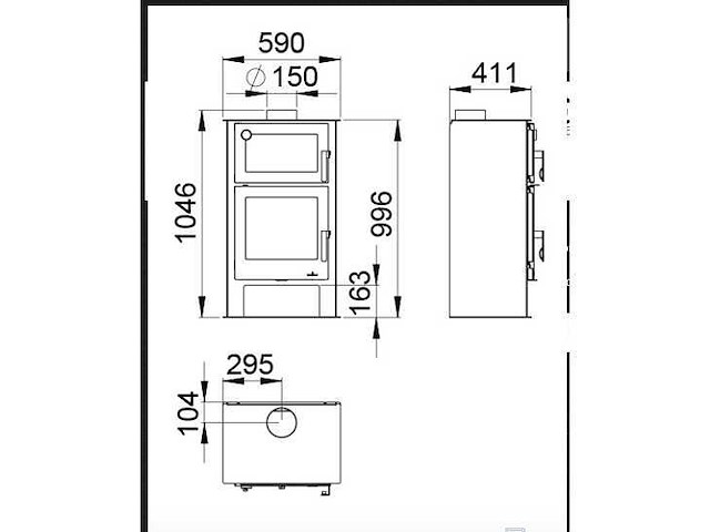Houtkachel bronpi, gijon h - met oven - vrijstaand - afbeelding 3 van  9