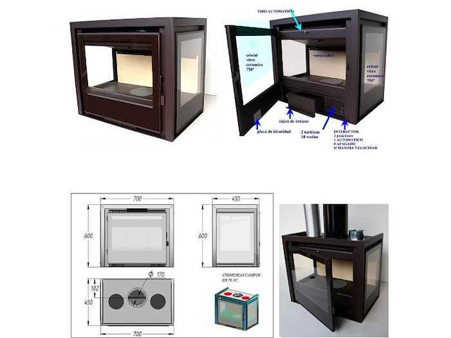 Houtkachel, cc/sp 70 panorama - inzethaard - afbeelding 3 van  5
