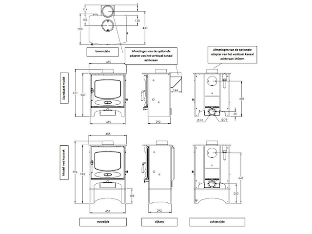 Houtkachel charnwood, c-five (zwart), zwart - afbeelding 3 van  3
