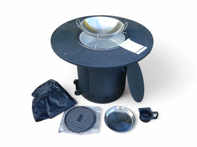 Houtskool ambience barbecue/vuurtafel - compleet met accessoires - afbeelding 7 van  10
