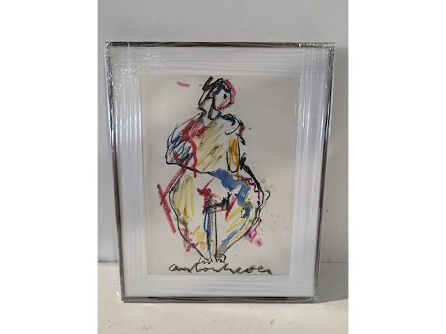 Houtskool op papier, anton heyboer, "vrouw & kind" - afbeelding 1 van  6