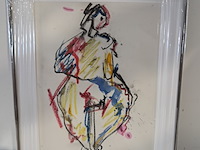 Houtskool op papier, anton heyboer, "vrouw & kind" - afbeelding 1 van  6