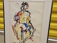 Houtskool op papier, anton heyboer, "vrouw & kind" - afbeelding 2 van  6