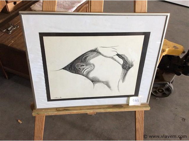 Houtskool ? portret getekend - afbeelding 1 van  2