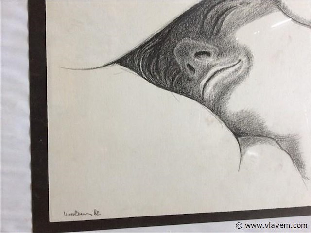 Houtskool ? portret getekend - afbeelding 2 van  2