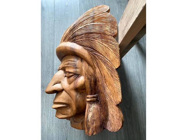 Houtsnijwerk - indian head - afbeelding 5 van  7