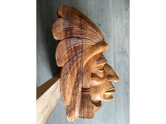 Houtsnijwerk - indian head - afbeelding 6 van  7