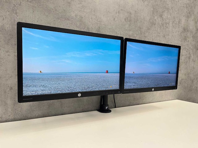 Hp - 23" monitoren met dubbele monitorarm - afbeelding 1 van  14