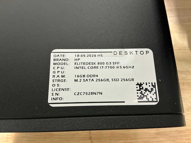 Hp - elitedesk 800 g3 sff(i7) - desktop (6x) - afbeelding 6 van  10
