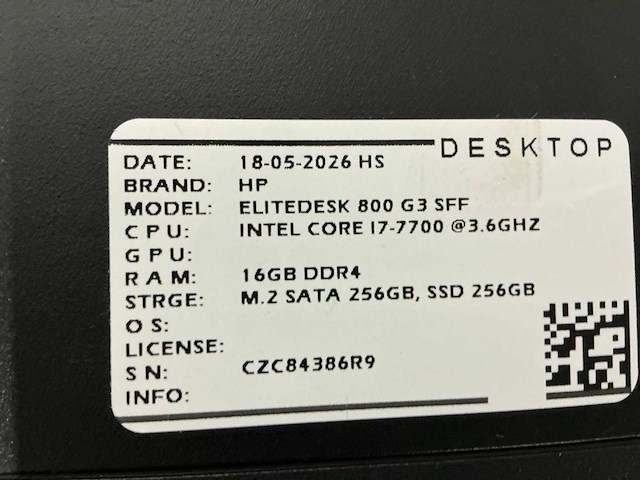 Hp - elitedesk 800 g3 sff(i7) - desktops (6x) - afbeelding 3 van  11