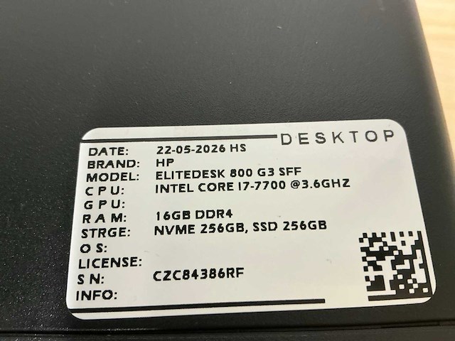 Hp - elitedesk 800 g3 sff(i7) - desktops (6x) - afbeelding 7 van  11