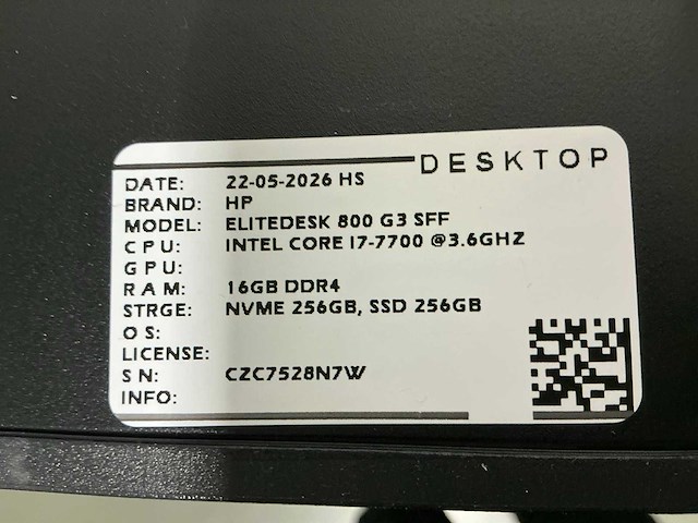 Hp - elitedesk 800 g3 sff(i7) - desktops (6x) - afbeelding 8 van  11