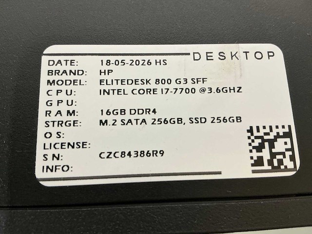 Hp - elitedesk 800 g3 sff(i7) - desktops (6x) - afbeelding 10 van  11