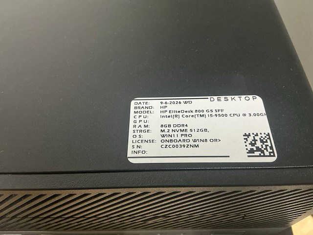 Hp - elitedesk 800 g5 sff - desktops (4x) - afbeelding 2 van  5