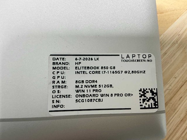 Hp - probook 850 g8(i7-gen11) - laptops - afbeelding 6 van  7