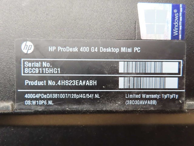 Hp - prodesk 400 g4 - desktop mini pc - afbeelding 3 van  3