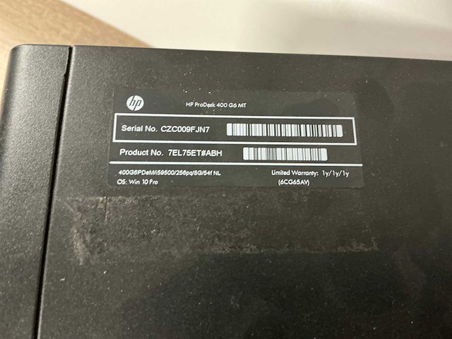 Hp - prodesk 400 g6 mt - desktop - afbeelding 3 van  4