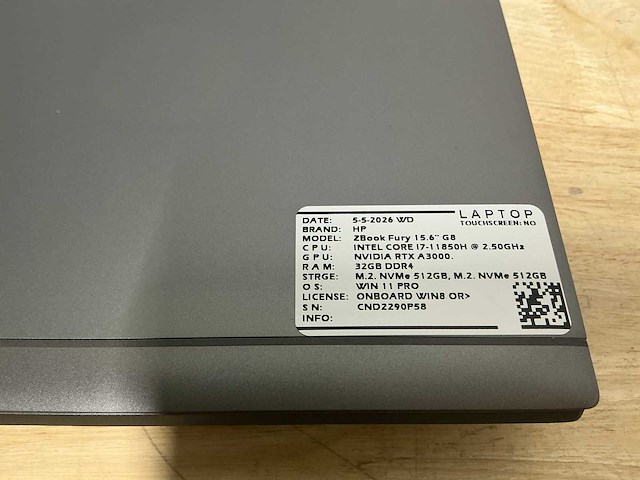 Hp - z-book fury 15,6” g8(i7) - laptop - afbeelding 2 van  6