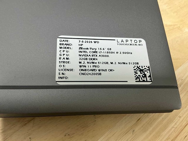Hp - z-book fury 15,6” g8(i7) - laptop - afbeelding 2 van  4