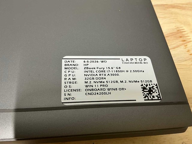 Hp - z-book fury 15,6” g8(i7-gen11) - laptop - afbeelding 1 van  5