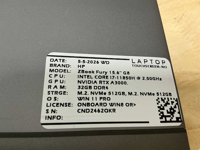 Hp - z-book fury 15,6” g8(i7-gen11) - laptop - afbeelding 2 van  9