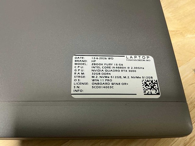 Hp - zbook fury 15 g6(i9) - laptop - afbeelding 3 van  7