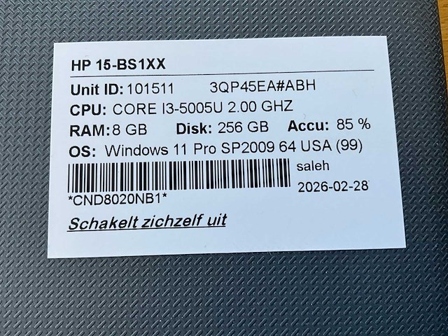 Hp 15-bs1xx laptop - afbeelding 5 van  5