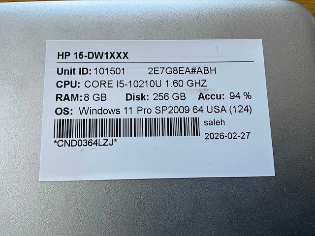 Hp 15-dw1xxx laptop - afbeelding 5 van  5