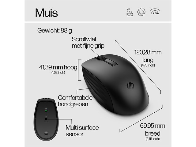 Hp 650 - draadloze toetsenbord en muis combinatie azerty zwart - afbeelding 3 van  5
