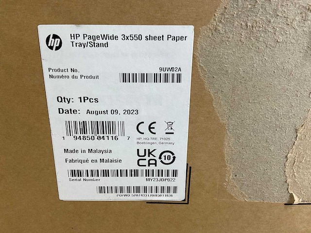 Hp (9uw028), pagewide 3x550 sheet paper tray stand - afbeelding 7 van  12