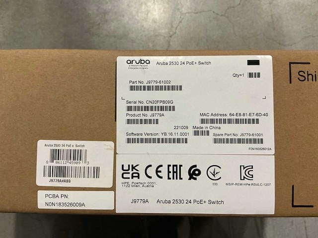 Hp aruba 2530 24 poe+ switch - afbeelding 1 van  2