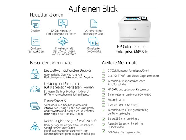Hp color laserjet enterprise m455dn all-in-one printer - afbeelding 5 van  5