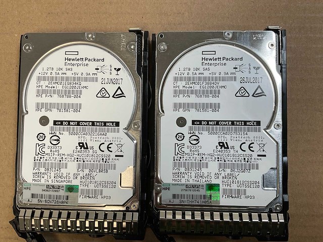 Hp (d3700), 2x 480 ssd(mk000480gwcev) - 2x 1.92 tb ssd(mk001920gwcfb) - 4x 1.2 tb sas(eg1200jemda) - 16x 1.2 tb sas(eg1200jehmc) network attached storage - afbeelding 10 van  14