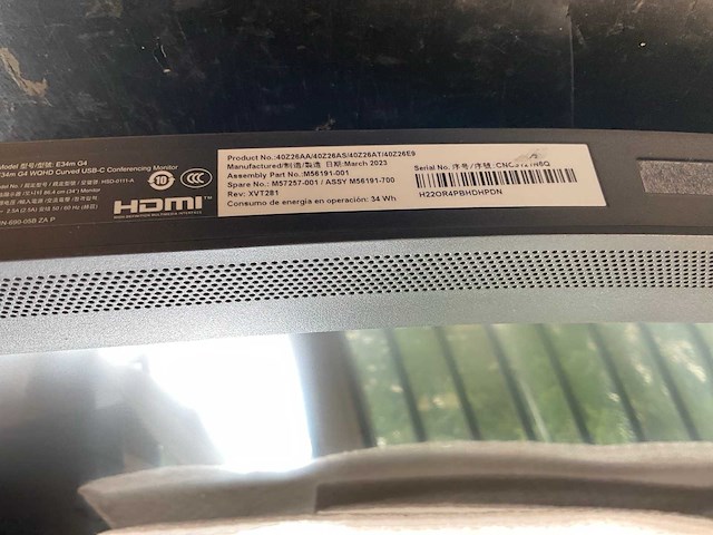Hp (e34m g4) 34”, 3440x1440 (wqhd) lcd curved monitor - afbeelding 6 van  6