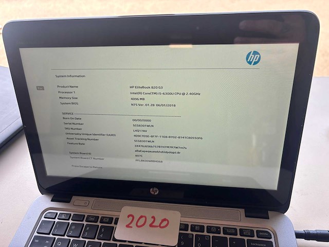 Hp elitebook 820 g3 - intel (r) core (tm) i5-6300u cpu @ 2.40ghz - afbeelding 1 van  3