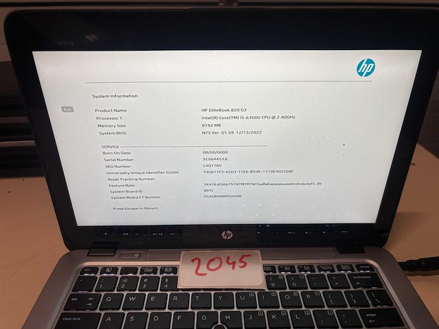 Hp elitebook 820 g3 - intel (r) core (tm) i5-6300u cpu @ 2.40ghz - afbeelding 1 van  3