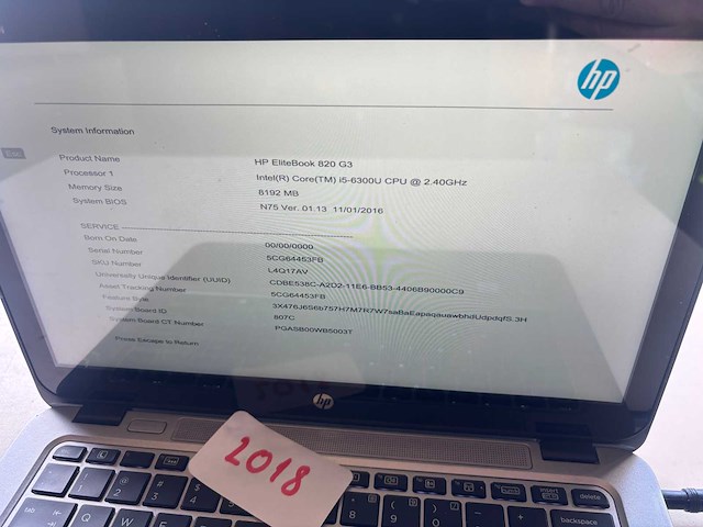 Hp elitebook 820 g3 - intel (r) core (tm) i5-6300u cpu @ 2.40ghz - afbeelding 2 van  3