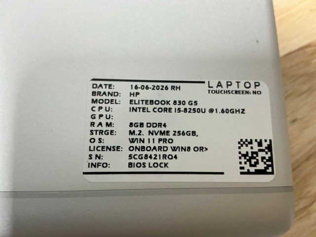 Hp elitebook 830 g5 laptop (5x) - afbeelding 1 van  7