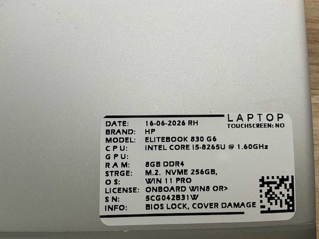 Hp elitebook 830 g6 laptop (5x) - afbeelding 1 van  11
