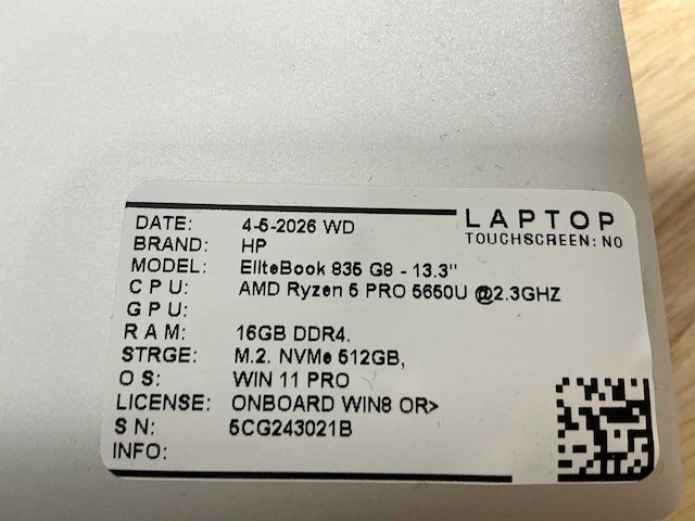 Hp elitebook 835 g8 laptop (2x) - afbeelding 8 van  8
