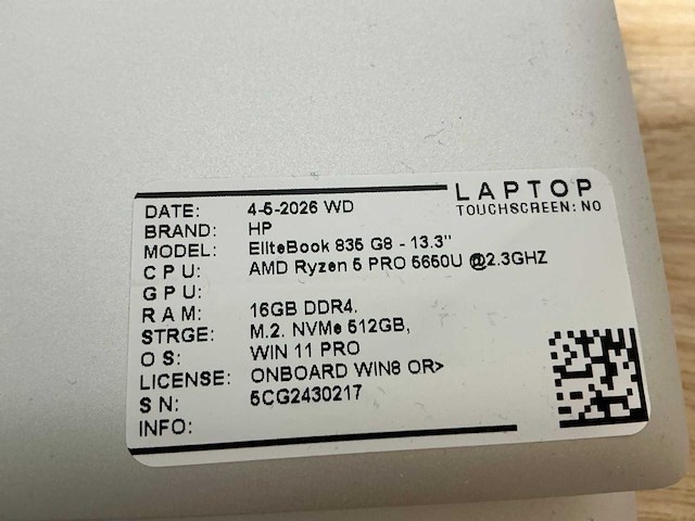 Hp elitebook 835 g8 laptop (2x) - afbeelding 8 van  8