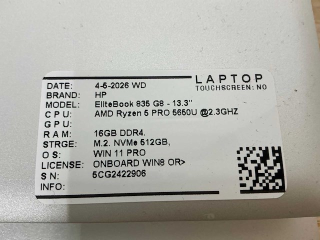 Hp elitebook 835 g8 laptop (2x) - afbeelding 7 van  7