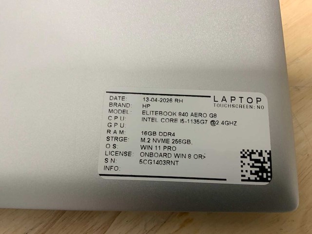Hp elitebook 840 aero g8 laptop - afbeelding 7 van  7
