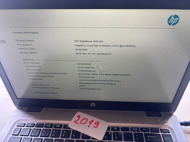 Hp elitebook 840 g3 intel(r) core(tm) i7-6500u cpu @ 2.50ghz - afbeelding 2 van  4