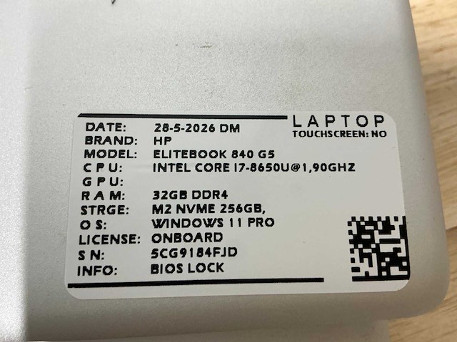 Hp elitebook 840 g5(i7) laptop (2x) - afbeelding 8 van  8