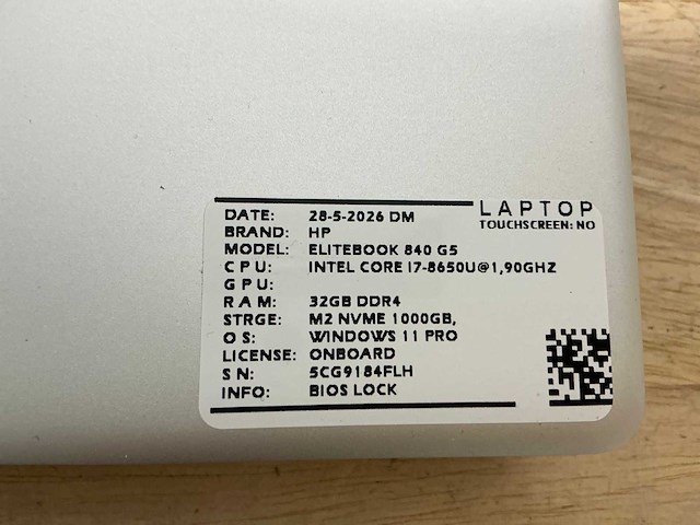 Hp elitebook 840 g5(i7) laptop (3x) - afbeelding 4 van  5