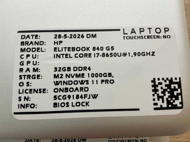 Hp elitebook 840 g5(i7) laptop (3x) - afbeelding 10 van  10