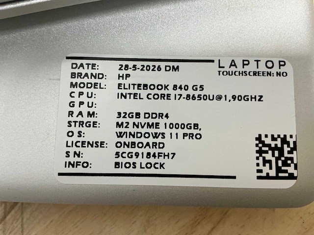Hp elitebook 840 g5(i7) laptop (3x) - afbeelding 7 van  9