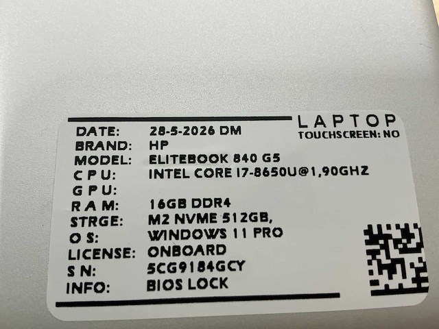 Hp elitebook 840 g5(i7) laptop (3x) - afbeelding 8 van  9